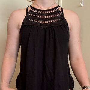 Old Navy Black Smocked Sleeveless Tank Top